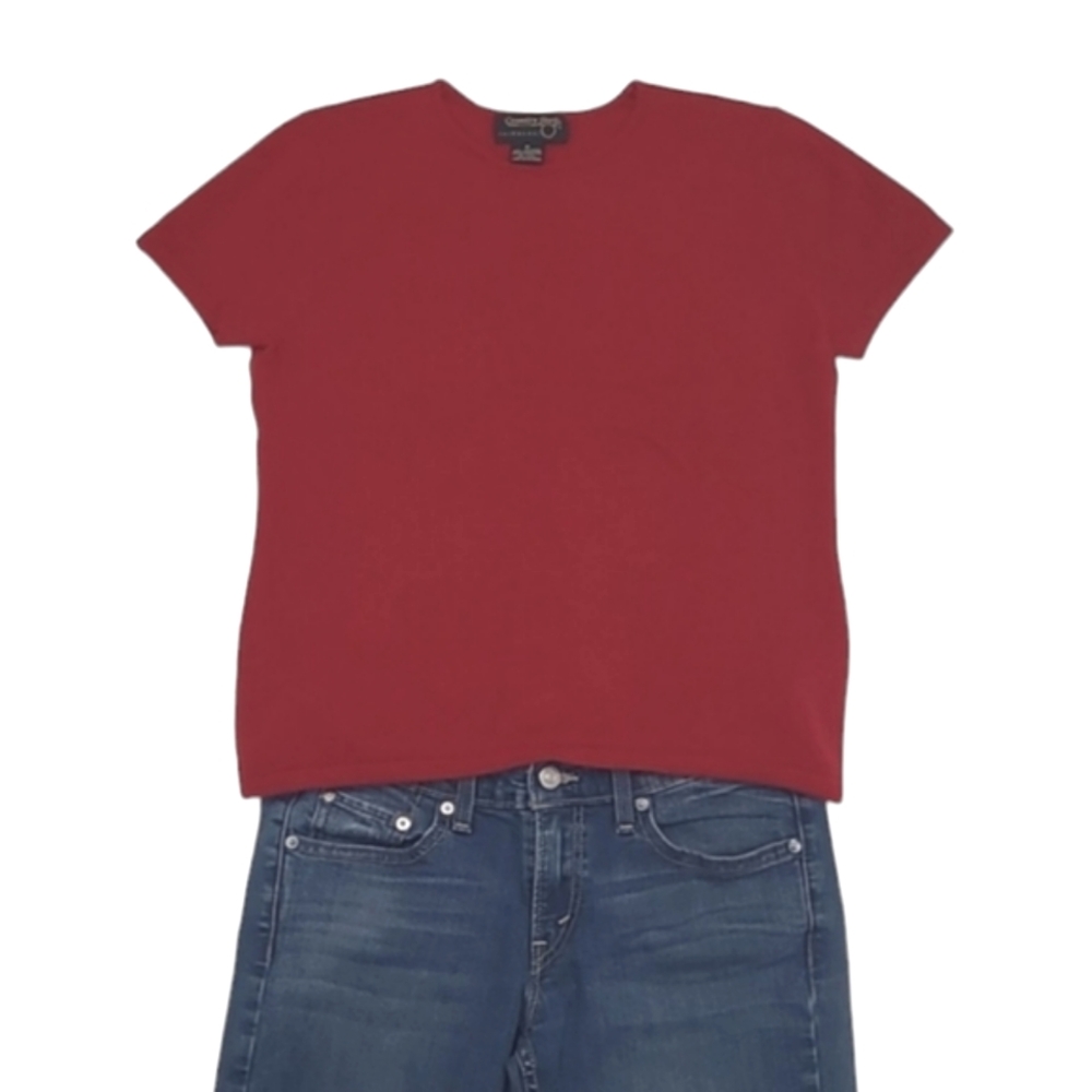 Country Shop Cashmeres Cashmere Sweater Round Neck Short Sleeved Pullover Top